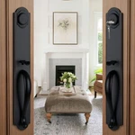 Newbang Front Double Door Handleset For Exterior Matte Black Finish. Fixed Price $99.00.