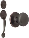 Coventry Oil Rubbed Bronze Handleset With Cambridge Knob & Deadbolt. Fixed Price $155.99.