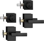 2 Pack Matt Black Exterior Door Setl, Front Handle With Deadbolt Lock,. Fixed Price $89.99.