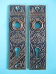 Vintage Antique Victorian Eastlake Brass Door Knob Plate Set. Fixed Price $60.00.