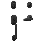 Remsen Matte Black Single Cylinder Door Handleset With Davlin. Fixed Price $159.81.