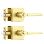 Heittis 2 Pack Satin Brass Door Handle Interior/exterior Gold. Fixed Price $75.84.