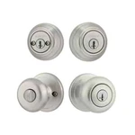 Kwikset Juno Satin Nickel Keyed Entry Door Knob Double Cylinder Deadbolt Lock. Fixed Price $55.55.