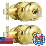 Probrico Polished Brass Entry Door Knob Lock 2 Pack Keyed Entrance Exterior Inte. Fixed Price $56.09.