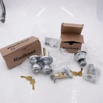 Kwikset Tylo Satin Chrome Single Cylinder Door Knob Combo Pack 96900-339. Fixed Price $19.99.