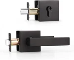 1 Pack Square Heavy Duty Passage Door Lever And Single Cylinder Deadbolt Lock Se. Fixed Price $49.87.