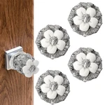 Sliverdew 4 Pcs Door Knob Covers With Sponge Black Floral Handle. Fixed Price $17.28.