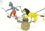 Tin Folkart Action Figure's Run For Your Life! Push Pull Toy, 1980'S ,90'S. Fixed Price $175.00.