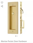 Emtek 21154 Modern Rectangular Privacy Pocket Door Mortise Lock (satin Brass). Fixed Price $119.00.