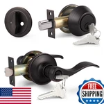 Probrico Oil Rubbed Bronze Exterior Entry Lever And Single Cylinder Deadbolt Com. Fixed Price $69.04.