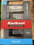 Kwikset Perth Matte Black Reversible Square Straight Door Handle - Bed & Bath. Fixed Price $16.99.