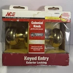Ace Colonial Polished Brass Exterior Keyed Locking Entry Door Knob 5238373 Nib. Fixed Price $7.35.