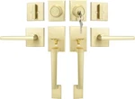 Gold Double Front Door Lock Set With Reversible Lever Single Cylinder Deadbolt. Fixed Price $99.95.