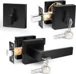 Probrico Front Entry Door Handle Lever Single Cylinder Deadbolt Combo Flat Black. Fixed Price $25.49.