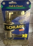 Schlage Bright Brass Hall/closet Door Lever Passage Left Hand F10 Acc 605 New. Fixed Price $15.99.
