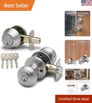 Smooth Satin Stainless Colonial Door Knob & Deadbolt - Easy Install, Keyed Alike. Fixed Price $51.00.