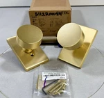 Emtek 5112ROUUS4 Round Passage Knobset With Rectangular Rose Satin Brass. Fixed Price $98.80.