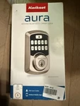 Kwikset Aura Satin Nickel Bluetooth Keypad Lock Deadbolt W/ Smartkey. Fixed Price $59.99.