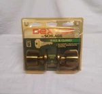 Dexter By Schlage Antique Brass Hall & Closet Door Knob Set. New Sealed. Fixed Price $12.99.