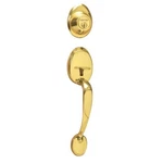 Schlage JH58BAR605 Dexter By Barcelona Exterior Handleset With Deadbolt, Bright. Fixed Price $102.41.