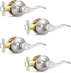 4PK Probric Satin Nickel Passage Hall Closet Laundry Room Door Lock Lever Handle. Fixed Price $48.00.
