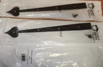 New 18-3/4" Black Dummy Gate Hinge Straps Wrought Iron Heart Tip Acorn R12BP. Fixed Price $18.00.