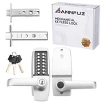 Annfuz Mechanical Entry Keypad Door Handle Lock With Large, Pearl Chrome. Fixed Price $86.77.