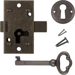 Small Antique Brass Flush Mount Cabinet Door Lock With Key - 1" Wide X 3/4" Hi. Fixed Price $17.86.