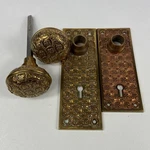 Yale & Towne Madras Brass Doorknob Back Plates Set Antique Victorian Floral. Fixed Price $124.99.