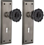 Nostalgic Warehouse New York Plate Keyhole Privacy Crystal Black Glass Door Knob. Fixed Price $69.99.