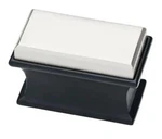Set Of 4 1-7/8" Dual Tone Luxe Square Knob Flat Black And Stainless Steel S1. Fixed Price $13.59.