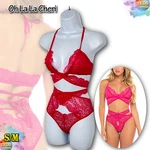 Nwt Oh Cheri Women's S/m Cut Out Galloon Lace Bra Set 40-11258 Bright Rose. Fixed Price $20.79.