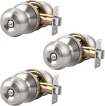 3 Pack Privacy Door Knob With Lock Brushed Nickel Finish For Bedroom And B.... Fixed Price $39.99.