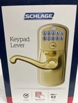 New Schlage Flex Lock Keypad Keyless Entry Door Handle Flair Lever Bright Brass. Fixed Price $139.99.