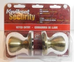 New Kwikset Security Keyed Entry Doorknob In Brushed Brass. Fixed Price $9.00.