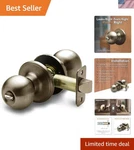 Durable Antique Brass Privacy Knob With Adjustable Latch - Perfect For Bathrooms. Fixed Price $21.98.