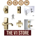 Durable Brass Lever Handle Deadbolt Lock Set For Elegant Storm Doors. Fixed Price $71.19.