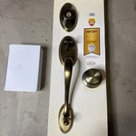 Kwikset Arlington Antique Brass Double Cylinder Door Handleset Lido Lever. Fixed Price $63.99.