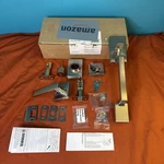 Brinks Satin Nickel Keyed Entry Door Handleset W/ Flat Lever & Deadbolt. Fixed Price $50.99.