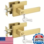 Probrico 2 Pack Satin Brass Entry Door Handles Locks With Keys Heavy Duty Interi. Fixed Price $79.26.