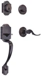 Amazon Basics Front Door Lock Set, Handleset With Shelby Lever, Oil Rubbed Bronz. Fixed Price $96.25.