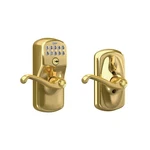 Schlage Plymouth Keypad Lock FE595 505 - Bright Brass Lever. Fixed Price $209.99.
