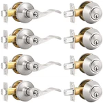 Probrico Front Door Handle Lever 4 Sets-wave Style Entry Double. Fixed Price $161.19.