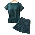 Plus Size Women's Casual Lounge Set Bra Padded Basic T-shirt And Shorts. Fixed Price $42.98.