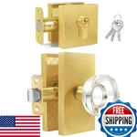 Bonkudoo Gold Door Knob Deadbolt Satin Brass Single Cylinder And Glass. Fixed Price $128.59.