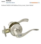 Kwikset 94050-549 Balboa Entry Lever, Satin Nickel. Fixed Price $24.95.