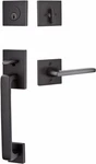 Emtek 4820HLOLHUS19 Baden Sectional Tubular Entry Set - Flat Black. Fixed Price $255.00.