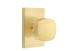 Emtek Modern Rectangular Rosette Dummy, Freestone Square Knob - Satin Brass. Fixed Price $86.20.