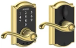 Schlage FE695-CAM-FLA Brass Camelot Touch Entry Leverset With Flair. Fixed Price $198.72.