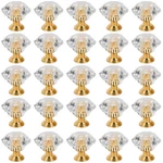 25PCS Diamond Clear Crystal Dresser Knobs Drawer Pull Handle Cabinet Door Gold. Fixed Price $14.85.